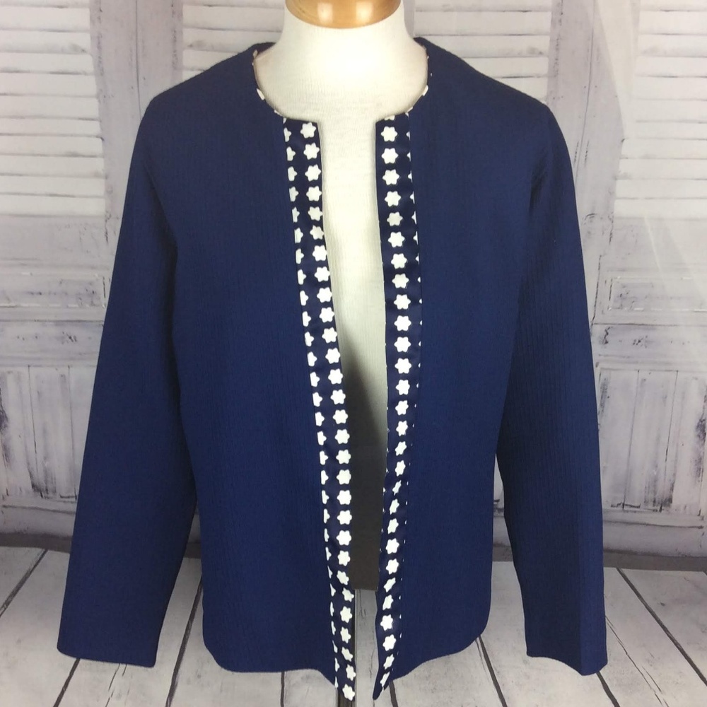 Vintage Blue Blazer with White Accents